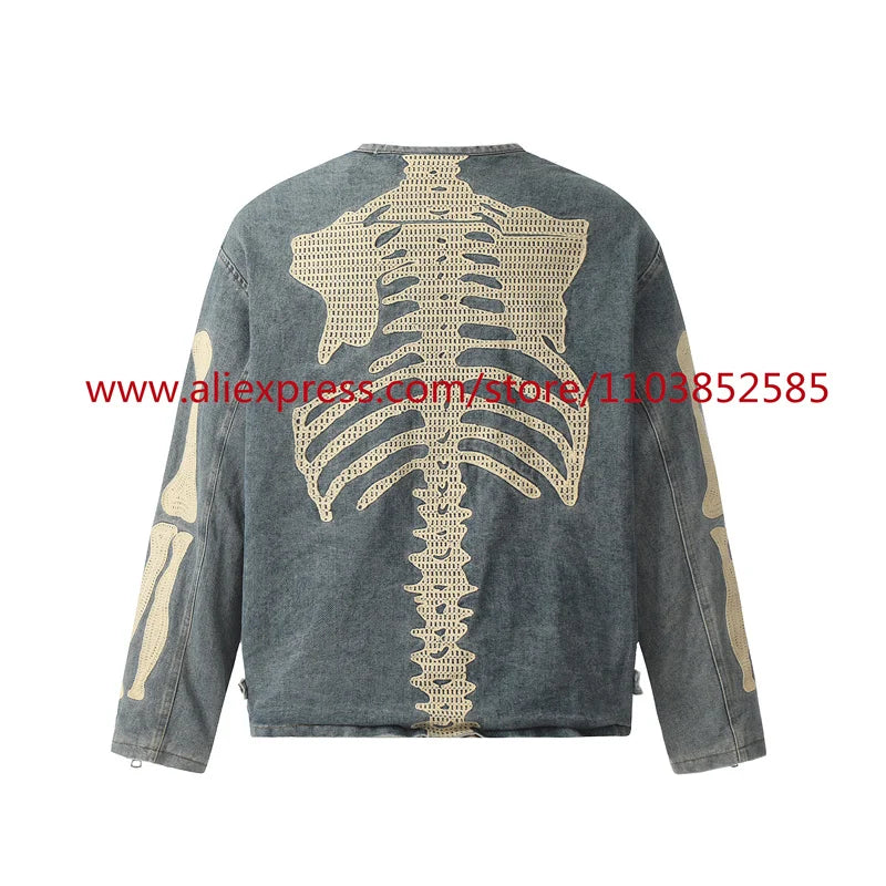 image casual high streetwear design - fashion hop essential style material oversized premium vintage-mens-long-sleeved-denim-jacket-high-street-oversized-washed-bone-embedding-tops-clothing-autumn-winter-2024-heavyweight style fit hip urban a99451 quality wear unisex print graphic everyday streetwear design ID 7d2b8