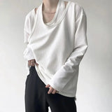 Anime Aesthetic piece – Mens Double Layer Irregular Casual Tops Genderless 2024 Spri