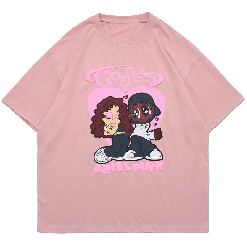 Harajuku Crying angel – Aolamegs Hip Hop T Shirt Men Cartoon Couple Print Streetwear