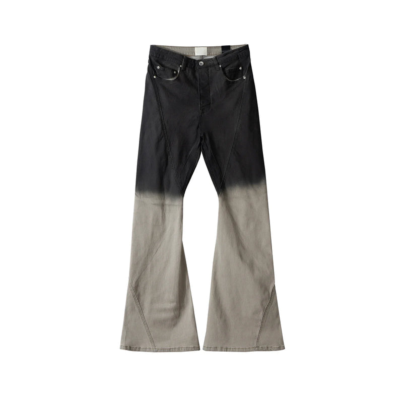 streetwear ro style gradient color baggy stacked baggy flare jeans for men and women straight washed casual denim trousers unique jeans style 4547