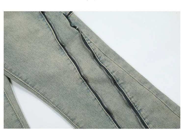 retro washed denim jean pants 2023 new casual zipper open loose straight jeans hip hop y2k pants mens jeans streetwear joggers unique joggers style 4217