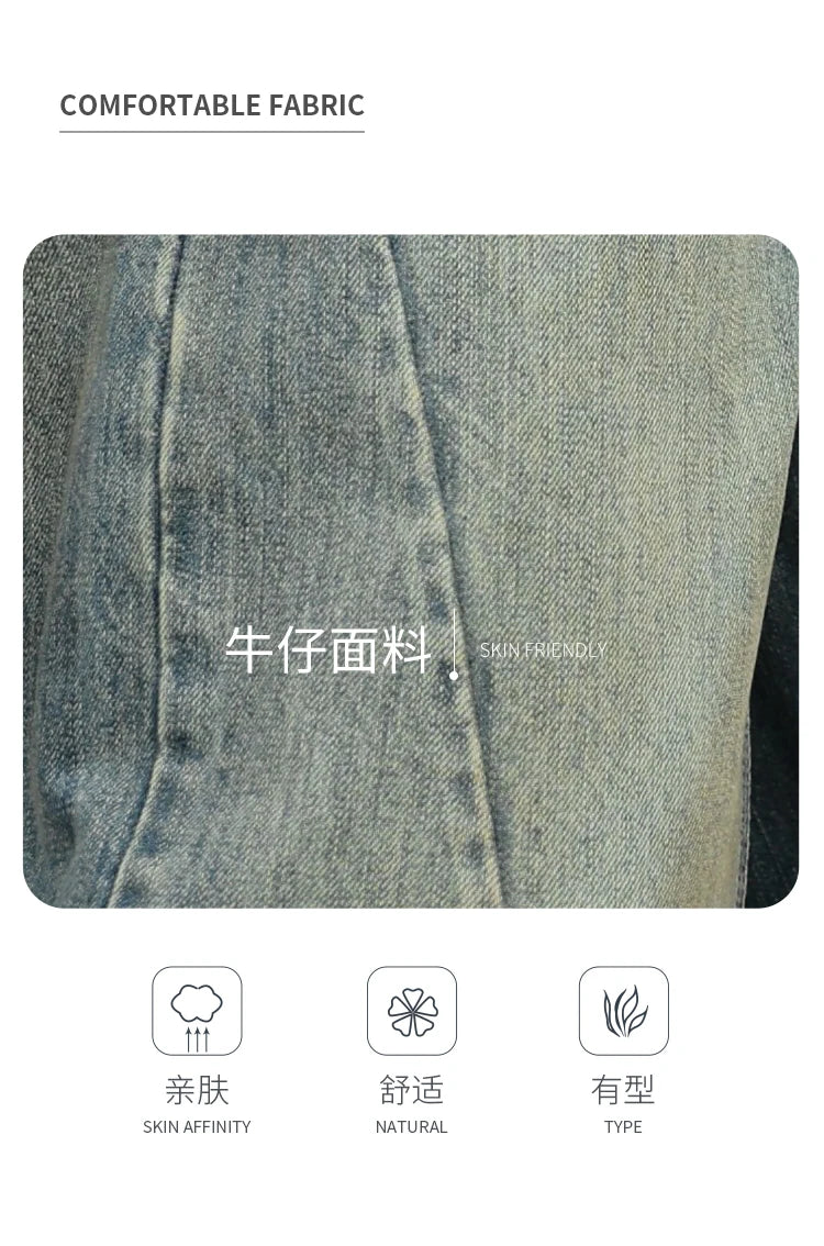 mens american streetwear fashion loose casual hip hop vintage denim baggy jeans pants man wide leg trousers y2k jeans men unique jeans style 2304