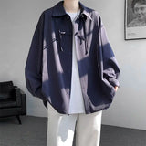 Shirts for men spring and autumn style national fashion design loose and versatile large size outer wear lapel long sleeved tops