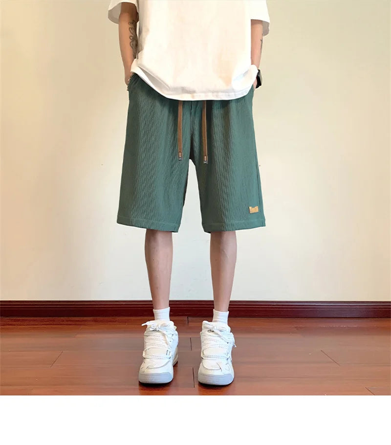 summer running baggy y2k shorts for men casual gym sport short pants threaded solid drawstring basketball bermuda masculina unique shorts style 3537