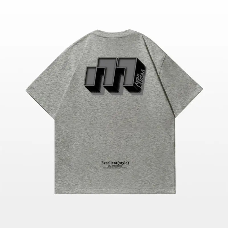 Skatercore Chrome print – Hip Hop Street Personality Letter Print Round Neck Short