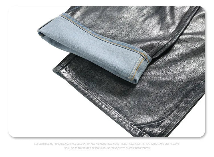 Autumn/winter 2024 loose wash jeans with silver coating