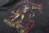 Retro Vintage Metal Rock Band T-Shirt Portrait High-Street Washed Distressed Cotton Tops T-Shirt For Summer