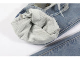 side destroyed ripped holes denim jeans pants mens casual patchwork camouflage loose straight joggers hip hop streetwear jeans unique joggers style 4090