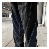fashion design lines denim jeans mens zipper loose straight trousers hip hop new casual streetwear pants joggers baggy jeans unique joggers style 1465