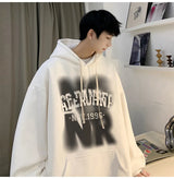Mens Goth Letter Printed Hooded Sweatshirt American Style Vintage Tren