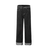 men women streetwear fashion loose casual wide leg straight black denim jeans pant boyfriend y2k baggy jeans trousers unique jeans style 2384