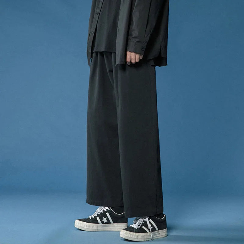 cotton casual pants men fashion oversized wide leg pants men streetwear hip hop loose straight pants mens vintage trousers m 3xl minimalist street pants