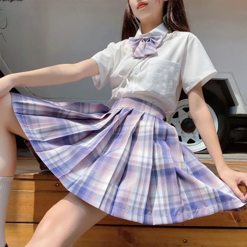 Jk Uniforms Gyaru School Uniform for Girl Student Pleated Skirt Uniform Set Women Short Sleeve Bow Tie Seifuku Japanese Style