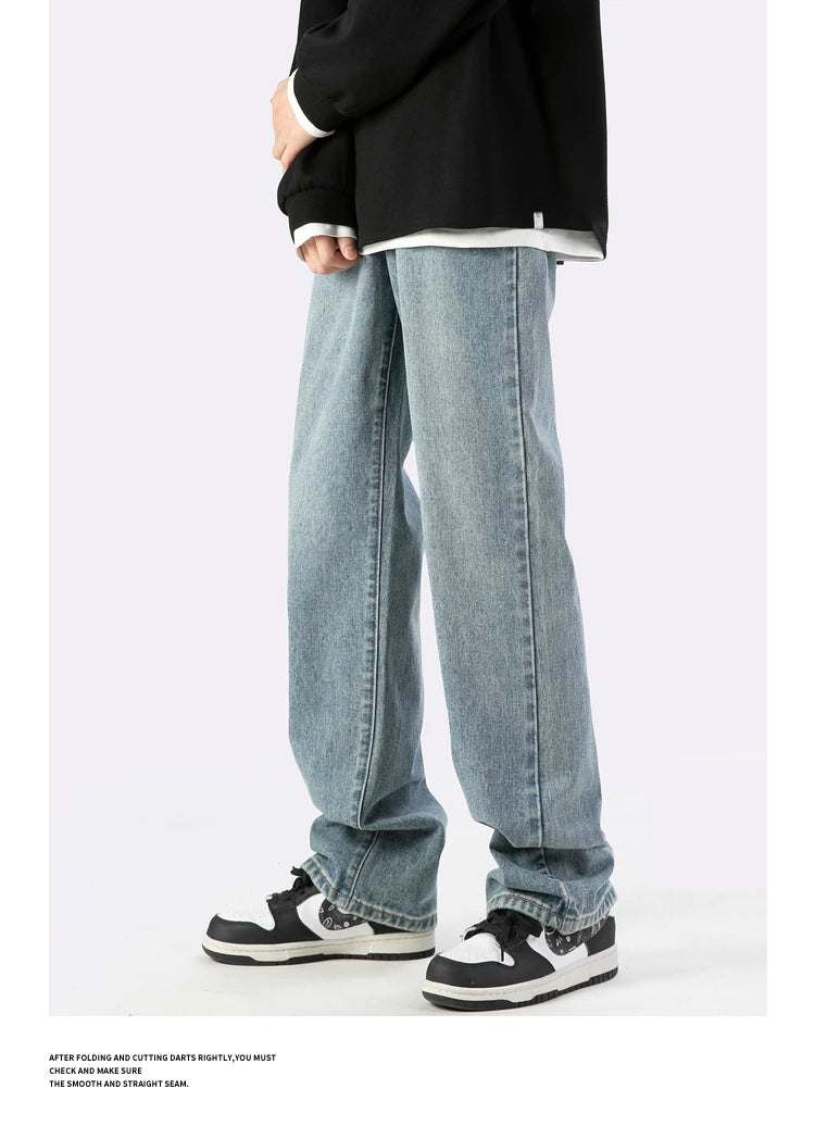 fashion loose streetwear denim basic pants unisex casual zipper jean pant hip hop trousers joggers men straight jeans traf homme unique joggers style 2409