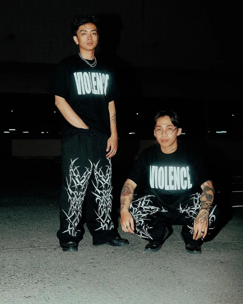 american high street trendy brand loose floor mopping trousers men y2k gothic punk dark style printed oversized trousers women urban fashion pants