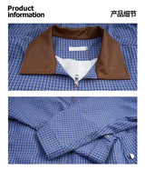 Fashionable Korean Style Personalized Plaid Short Jacket for Men 2024 Spring Autumn New High End Ins Stitching Leather Jacket