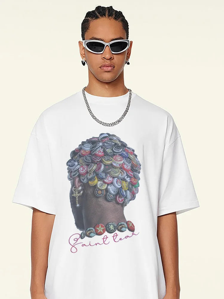 bold harajuku glitch shirt with oversized panel fragments and haze