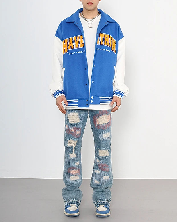 destroyed ripped jeans straight jean pants men biker jeans fashion zipper streetwear trousers hip hop pants joggers baggy jeans unique joggers style 3177