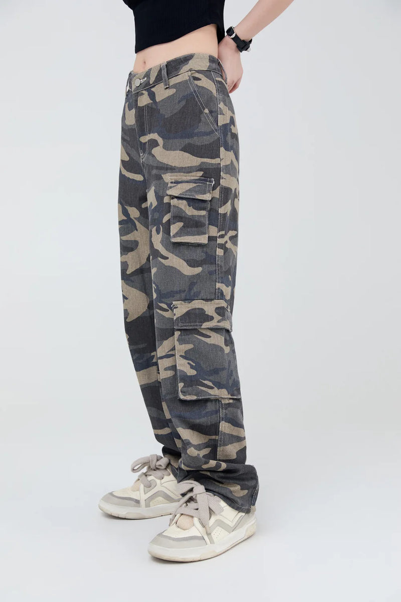 vintage pockets camouflage denim pants men jeans hip hop streetwear military cargo pants unique cargo style 972