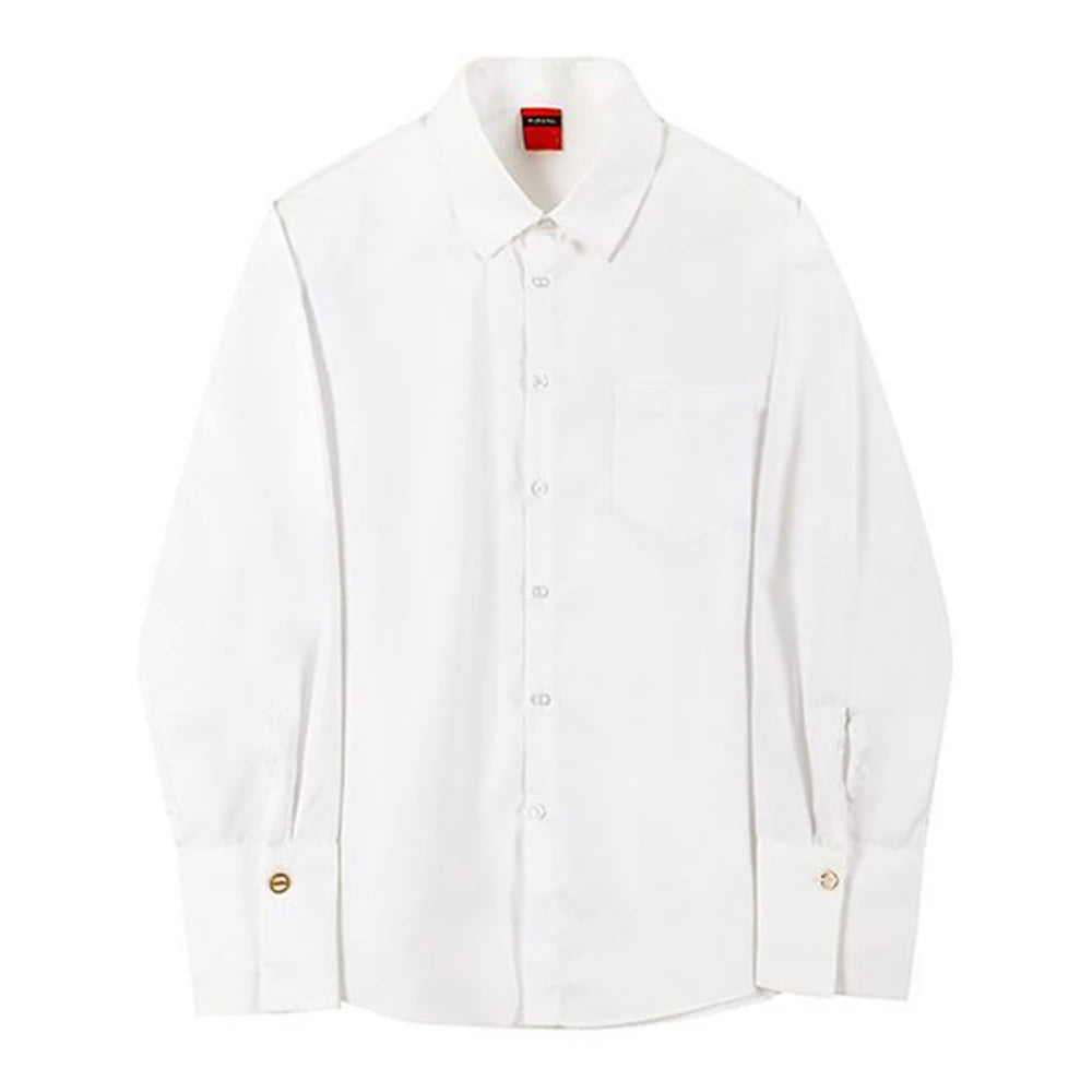 Mens French Elegant Basic Shirt Autumn Winter Genderless Fashion Trend Casual Solid Color Simple Long-Sleeved Shirt Unisex