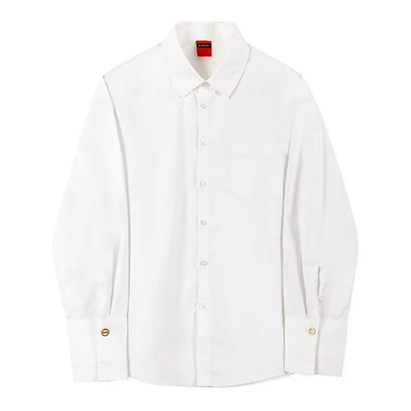 Mens French Elegant Basic Shirt Autumn Winter Genderless Fashion Trend Casual Solid Color Simple Long-Sleeved Shirt Unisex