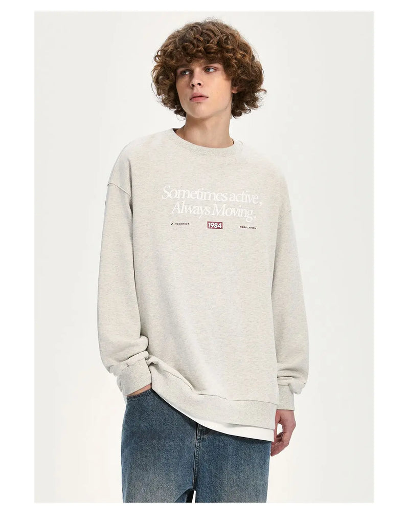 American Ins Personalized Hip-hop Heavy Cotton Round Neck Autumn Winter Sweatshirts for Men and Women Y2K Loose Thickened Tops