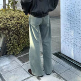 new washed faded distressed baggy jeans for men straight high street retro casual denim trousers vintage loose cargo pants unique cargo style 1410