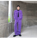 men 2 pieces sets corduroy short jacket wide leg pant suits korean streetwear fashion loose casual retro coat baggy trousers unique shorts style 2800