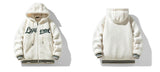 men fleece jackets and coats casual letter embroidery hairy zipper hooded outerwear warm streetwear parkas loose bomber jacke - variant style 646cb4 for streetwear fashion