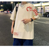 Glitchcore Anime panel – Korean Trendy Letter Printed Short Sleeved T Shirt For Men I