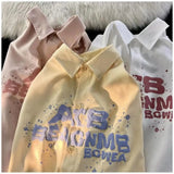 American retro letter printed short sleeved men and women summer new loose hip-hop personalized casual shirt top harajuku y2k