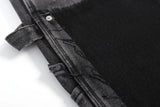 hip hop graffiti black wide leg jeans mens vintage distressed patches ink splashed jeans y2k logging cargo denim trousers women unique cargo style 4511