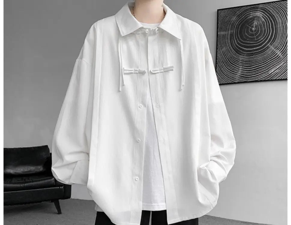 Shirts for men spring and autumn style national fashion design loose and versatile large size