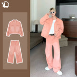 outdoor high street denim mens sets spring single breasted trendy harajuku jackets cowboy two piece hip hop couple suits new urban skinny jeans
