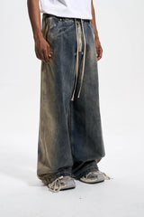mens high street loose denim jeans casual straight retro washed jeans hip hop streetwear casual wide legs joggers baggy jeans unique joggers style 2865