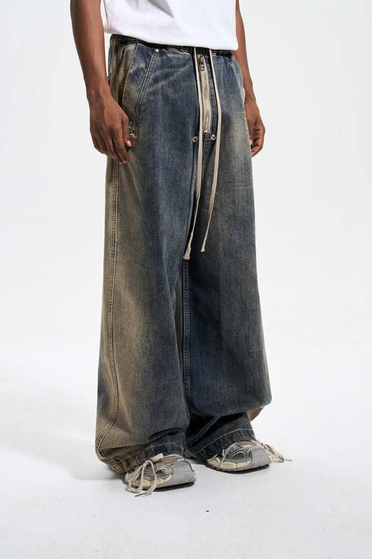 mens high street loose denim jeans casual straight retro washed jeans hip hop streetwear casual wide legs joggers baggy jeans unique joggers style 2865