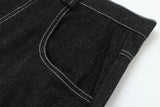 high street embroidery casual over knee summer jeans shorts mens wide leg baggy y2k denim short oversized five point pants unique jeans style 3558