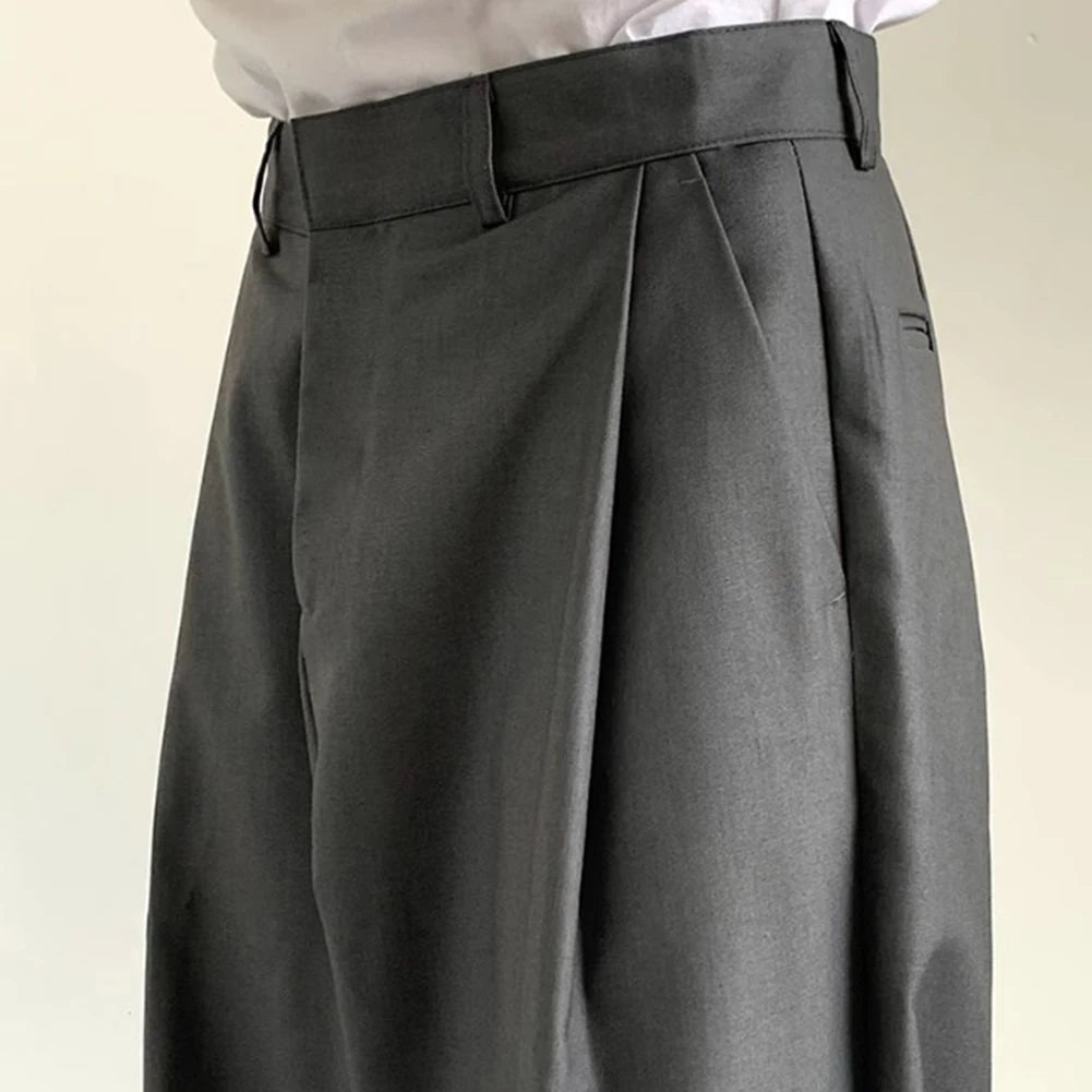 mens straight tube ice silk pants casual slacks youth thin wide leg pants business summer pants soft vintage trousers unique default style 980