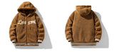men fleece jackets and coats casual letter embroidery hairy zipper hooded outerwear warm streetwear parkas loose bomber jacke - variant style bbfb63 for streetwear fashion