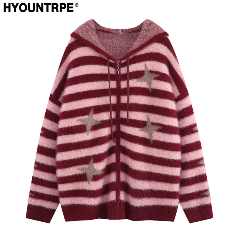 y2k knitted sweater, photo-ready sweater, cozy fashion fit, stylish street outfit, modern aesthetic appeal