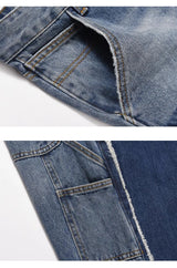 patchwork design denim flare jeans pants men casual zipper straight biker trousers jeans fashion streetwear hip hop jean joggers unique joggers style 2616