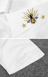 New 2022 luxury Men Classic Embroidered star bee Fashion Cotton Casual Shirts Shirt high quality Pocket Short sleeves #A40