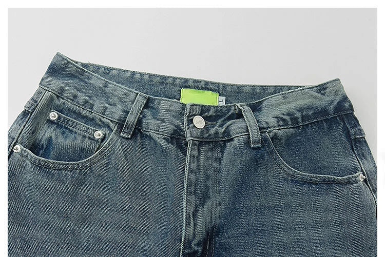 mens high street stars embroidery denim jean pants casual loose straight jeans hip hop y2k unisex pants streetwear joggers unique joggers style 3937
