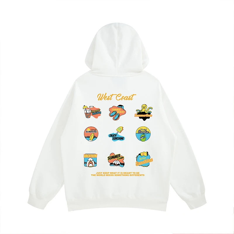 West Coast Graffiti Graphic Hoodie Sweatshirts Men Autumn Pullovers