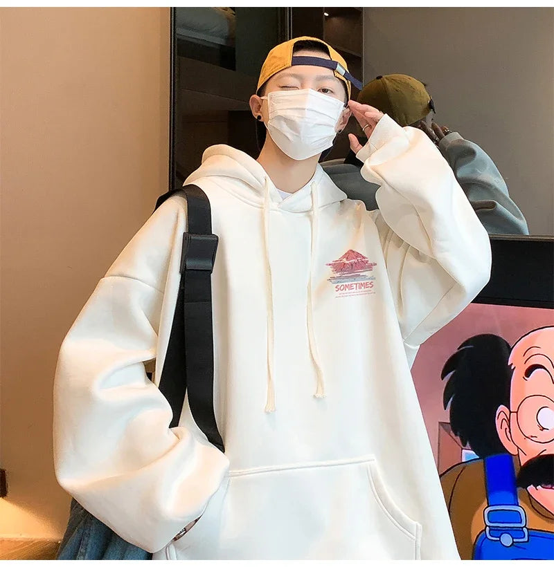 Mens Oversized Hoodie White With Hat 5Xl Plain Hoodies Oversize For Me