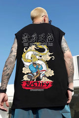 Vaporwave Melting smiley – New Cartoon Japanese Retro Print Sleeveless T Shirt Mens