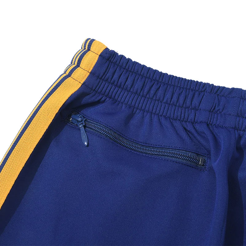 blue pattern embroidery casual motion pants men woman fashion street side edge weaving straight cylinder trousers unique default style 4704