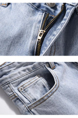ripped irregular patchwork design denim jeans men casual zipper biker trousers jeans fashion streetwear hip hop pants joggers unique joggers style 3636