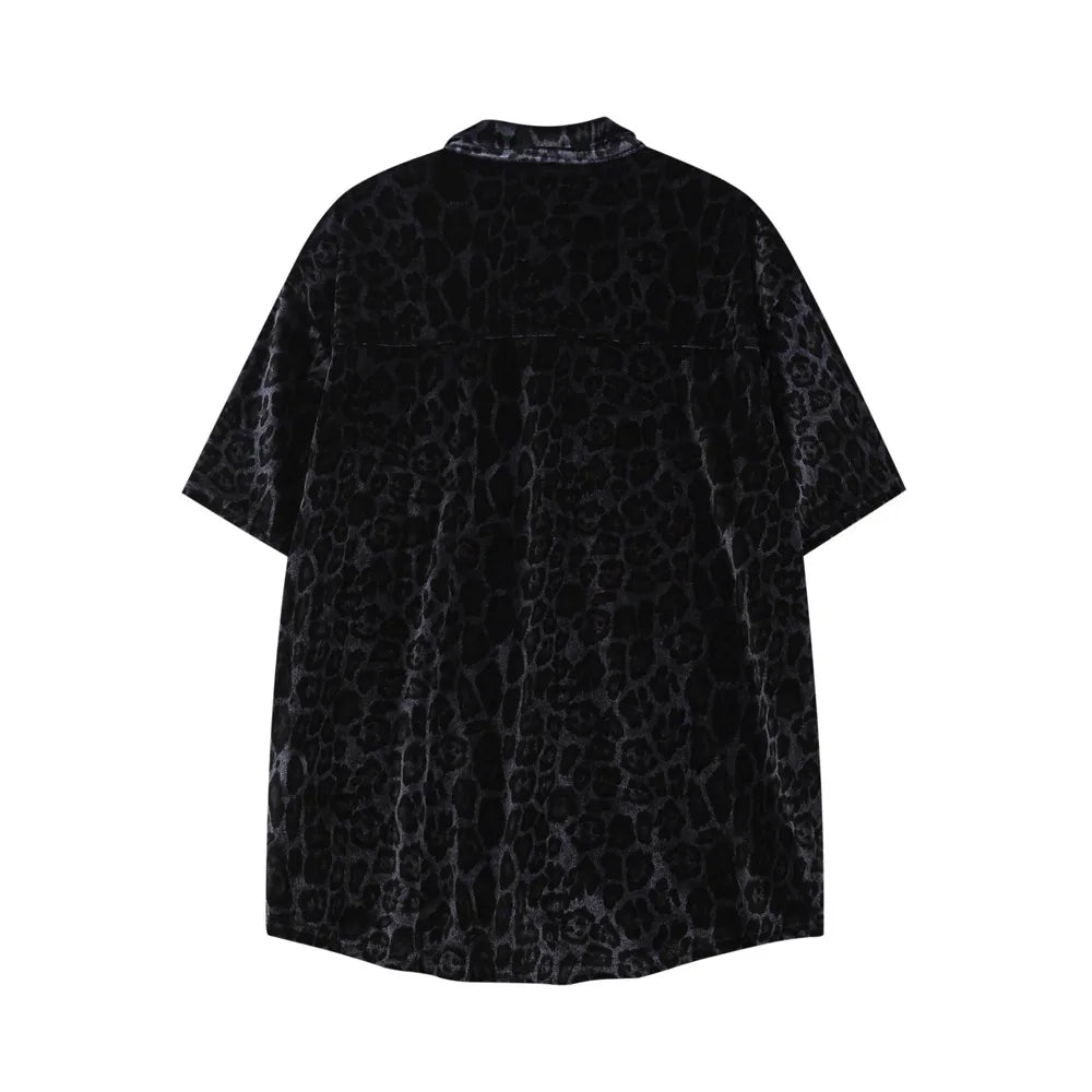 Harajuku Vintage t-shirt – Velvet Leopard Short Sleeve T Shirt Short Sets Summer Mens H