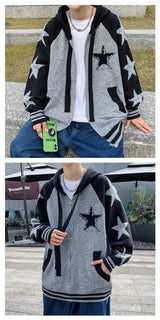 bold graphic pullover, layered streetwear look, soft knit pullover with flame design, y2k fashion statement